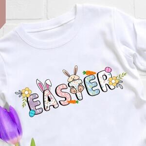 Personalized Easter T-Shirt Bunny  Eggs, Cotton Tee